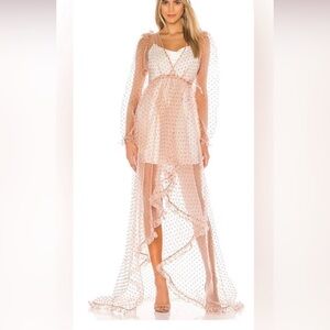 Selkie Morning Glory Dress Raphaelite Sprinkle Pink Polka Dot Maxi S NWT